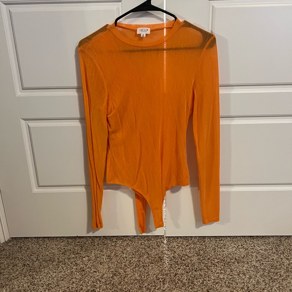 Le Lis Orange Asymmetrical Fitted Bodysuit